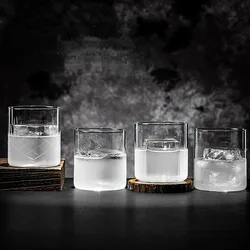 Classical Whiskey Glass Cups Japanese Style Cocktail Glasses Cups Ultra-thin Carved Glass Cup Simple Colin Cup Kitchen Accessory