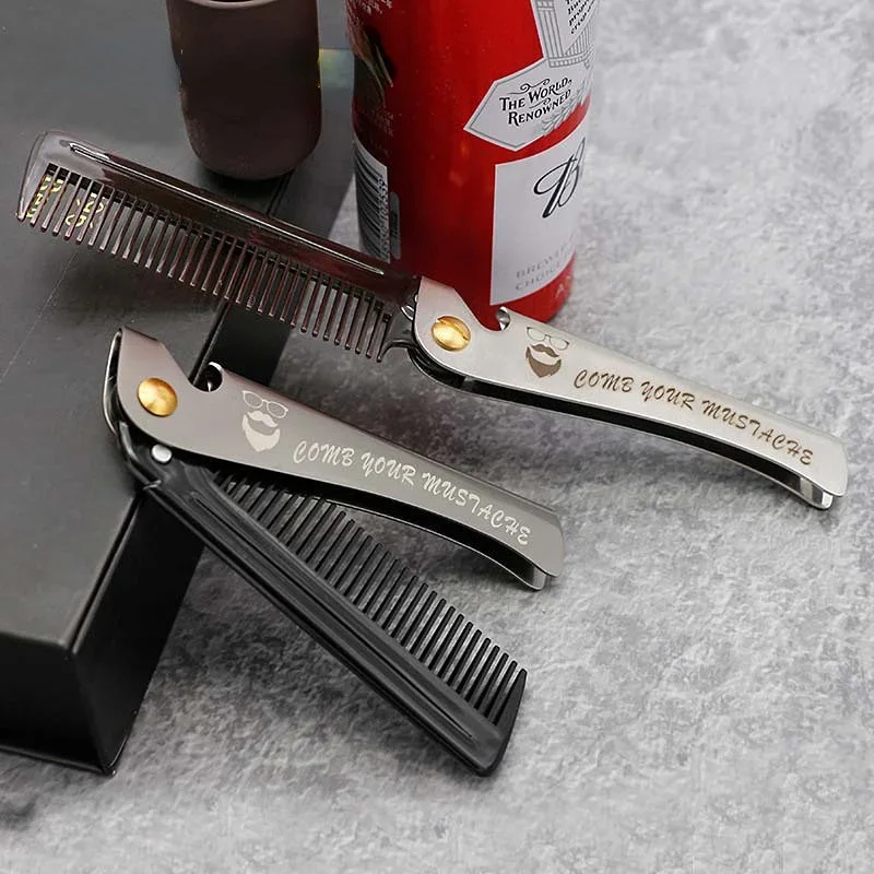 Folding Steel Combs For Men Oil Head Portable Beard Combs For Men Comb Product Hair Dropshipping Hair Combs Foldable Stylin