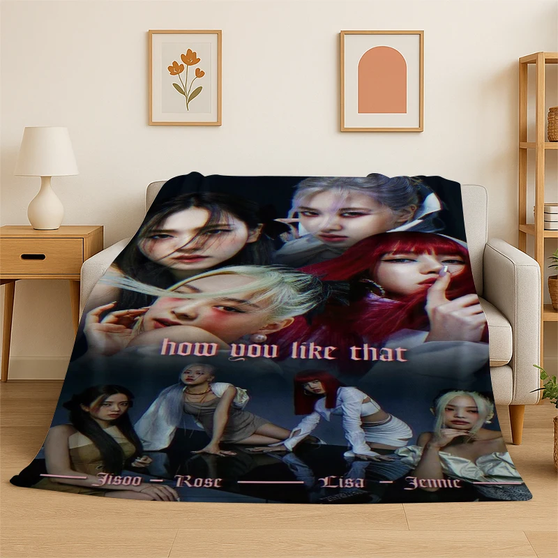 

Модное фланелевое одеяло B-Black P-Pink Kpop Star, мягкое теплое одеяло для спальни, гостиной, путешествий, кемпинга, пикника, для детей