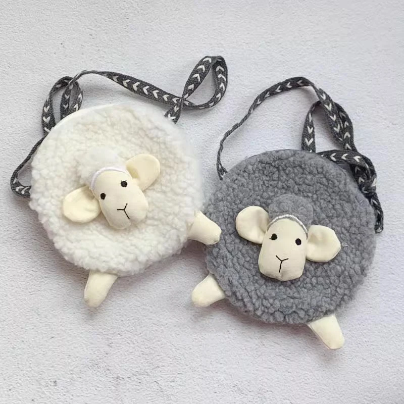 Sheep Lamb Goat Crossbody Bag Storage Package Plush Toy Cartoon Farm Family Animal Key Coin Pack Boy Girl Friend Birthday Gift