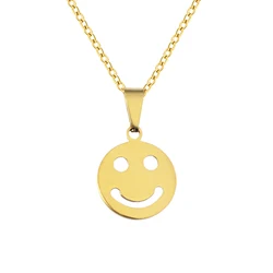 Cute Smiling Face Neckalce for Women Girl Gold Color Choker Stainless Steel Jewelry Party Gifts