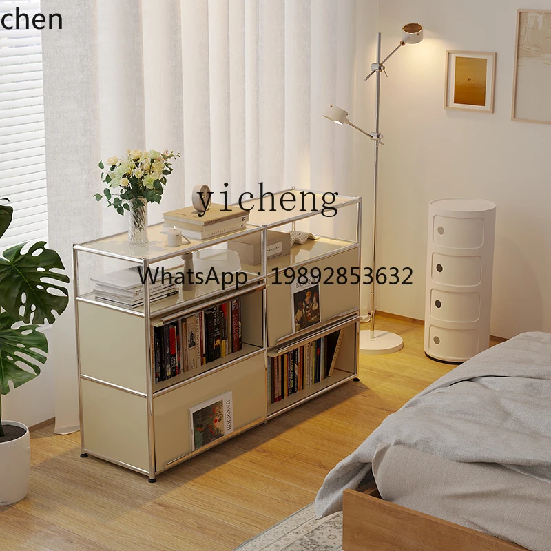 YFY Bedroom Bedside Table  Mid-Ancient Module Cabinet Stainless Steel Sideboard Cabinet