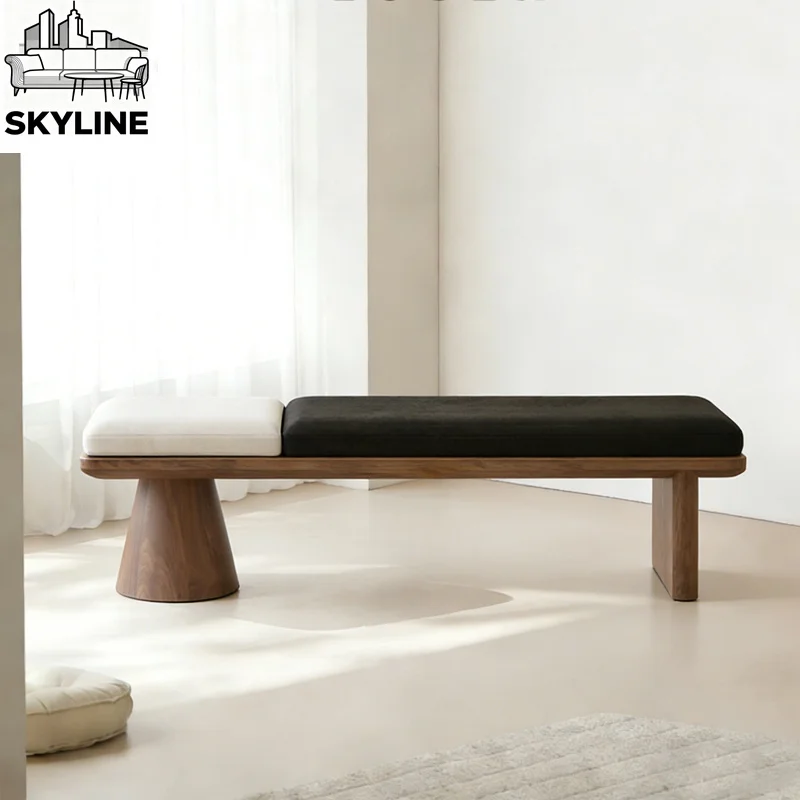 Designer Solid Wood Multi-scene Bench, Minimalist Entry Shoe Changing Stool & Living Room Side Seat