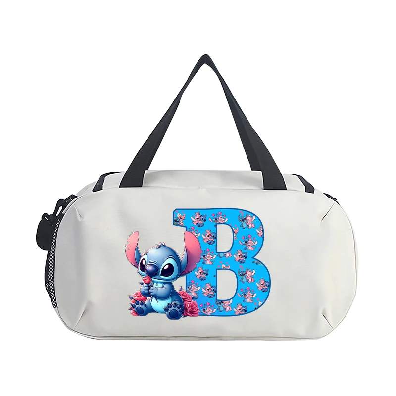 Disney Stitch Cartoon Travel Bag Kawaii Letter Luggage Bags Outdoor Camping Large Capacity Tote Bag Oxford Cloth Gym Bag Gifts