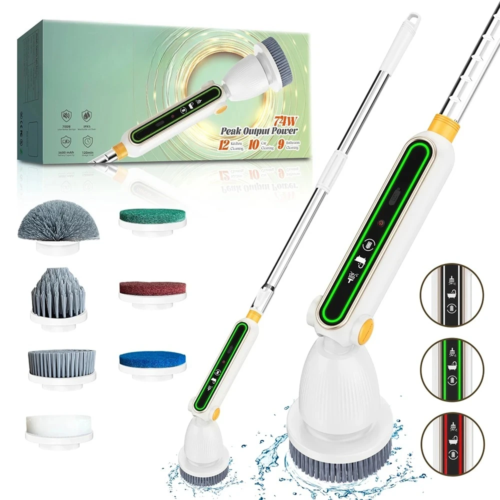 Factory Direct 2026 7 In 1 Household Electric Cleaning Brush Silent Retractable Smart Induction Variable Speed Electric Brush