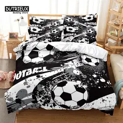 Juego de cama de fútbol para niños, deportes competitivos, funda de edredón King, funda de edredón doble para niños jóvenes, juego de cama