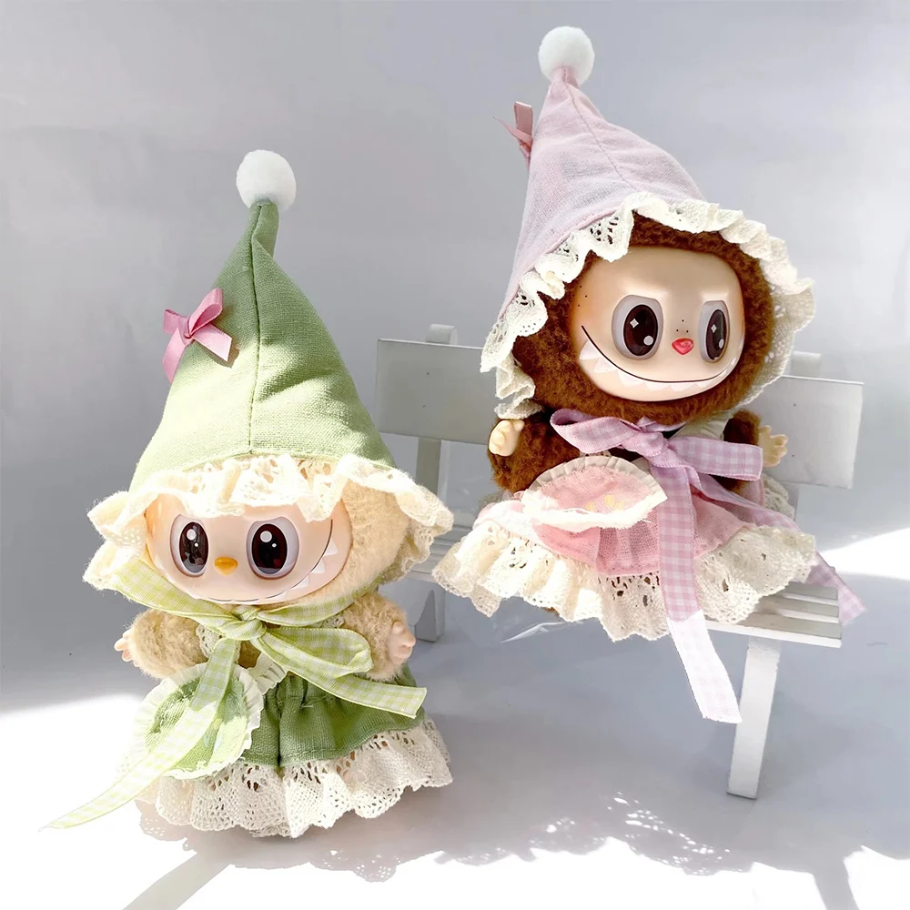 

Комплект одежды шляпы зеленого эльфа для виниловых кукол Labubu Ropa 17 см идеально подходит для тематических игр