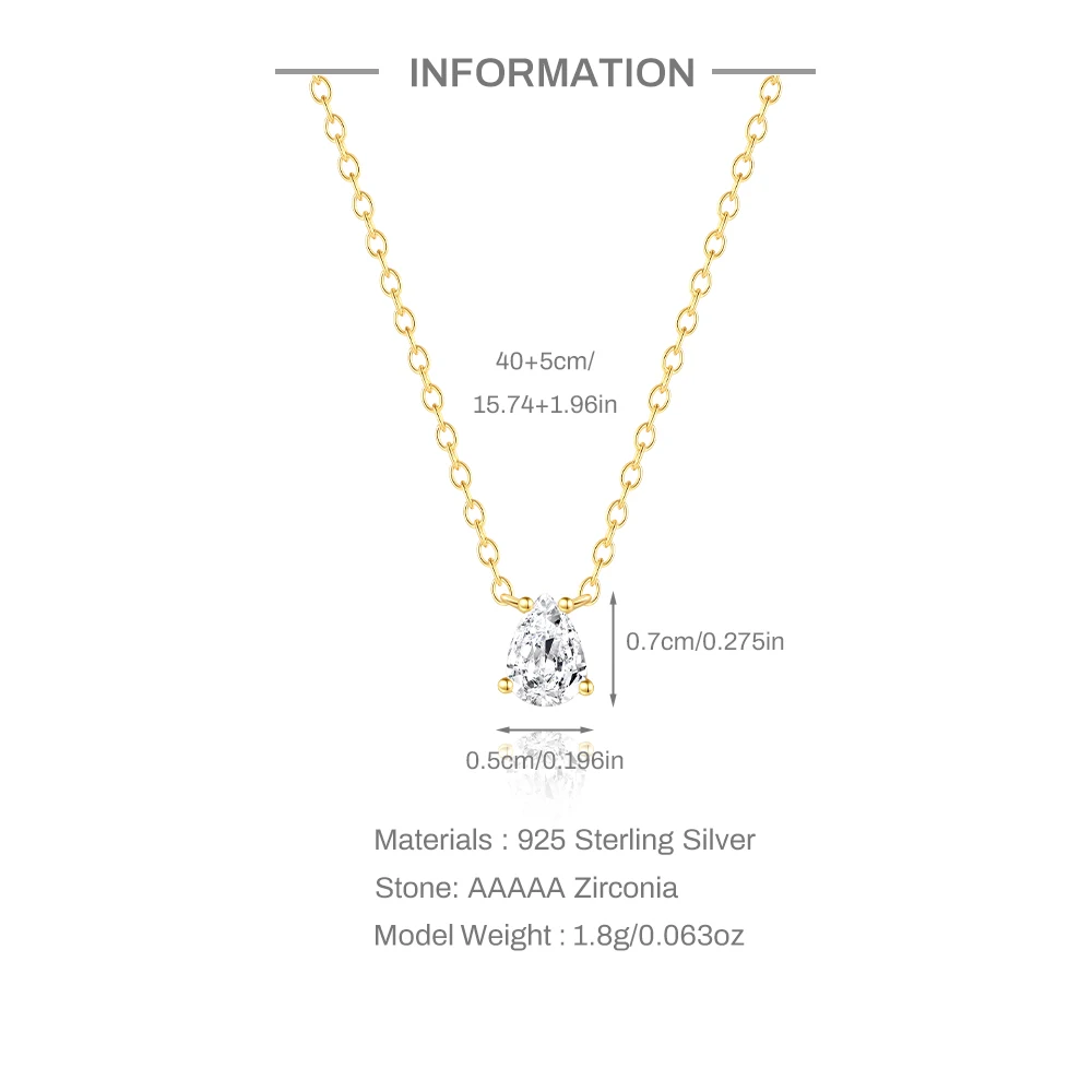 روكسي 925 فضة فاخر البيضاوي/قطرة الماء دلاية من حجر الزركون قلادة للنساء 18K الذهب سلسلة الترقوة مجوهرات حفلات الزفاف