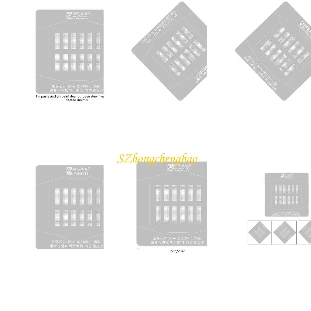 

GPU BGA Reballing Stencil Template Station DDR6 BGA180 Positioning Plate Tin Net 601D