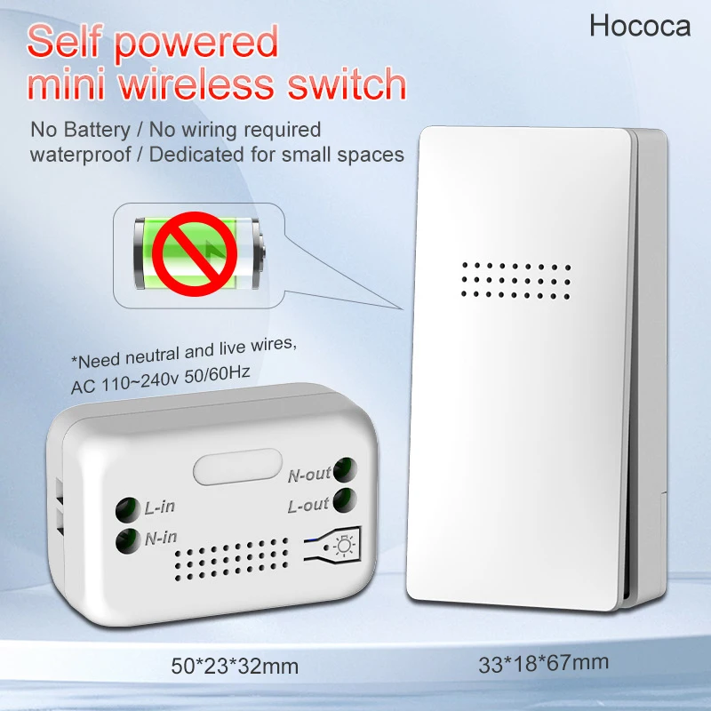 

Небольшое пространство, специальный беспроводной переключатель с автономным питанием, водонепроницаемые мини-кинетические переключатели с дистанционным управлением без батареи, 110-240 В переменного тока