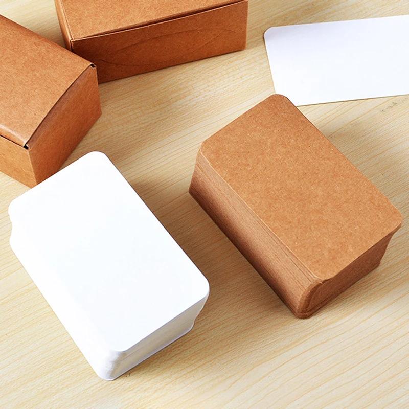 

100 Pcs Blank Diy Small Card Kraft Paper Playing Card Postcards English word card Mini Hard Cardstock