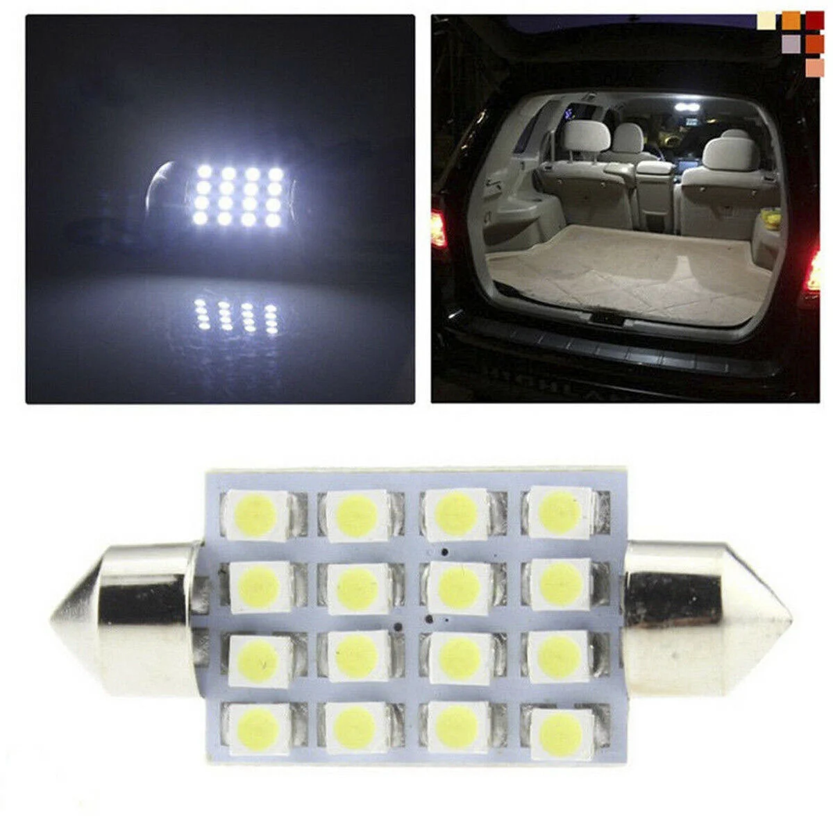 New 14Pcs LED Interior Package Kit for T10 36mm Map Dome License Plate Lights White