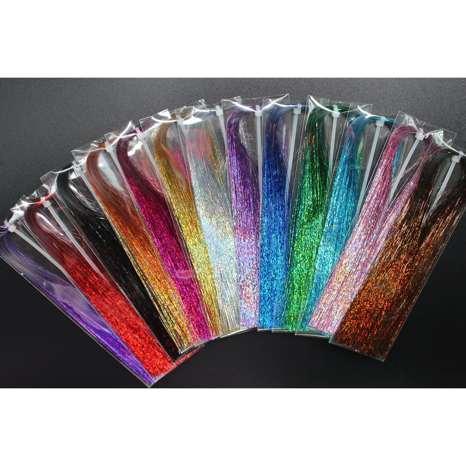 

Tigofly 13 packs Assorted colors Holographic Flashabou Glitter Tinsel Sparkle Crystal Flash Trout tube fly tying materials