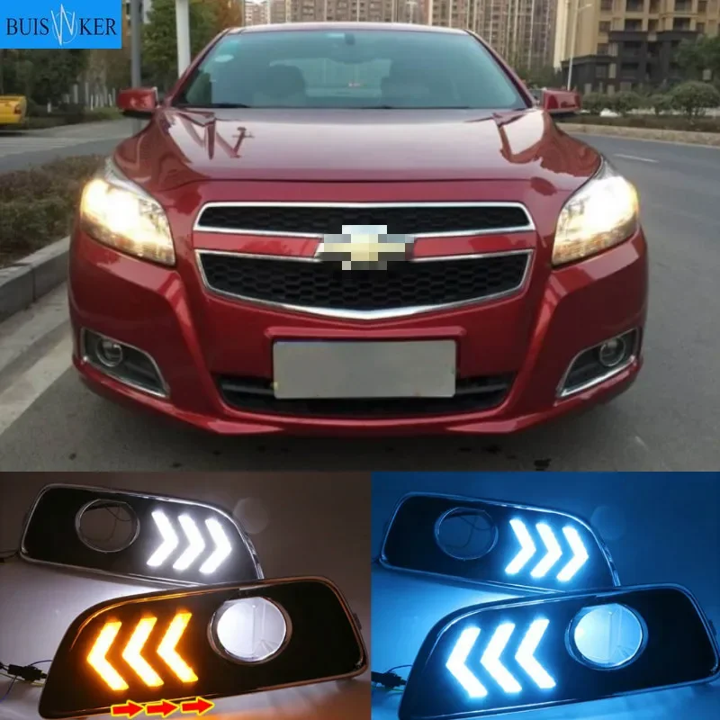 

2Pcs LED DRL Daytime Running Light For Chevrolet Malibu 2011 2012 2013 2014 2015 Car Styling with Fog Lamp hole Turning light