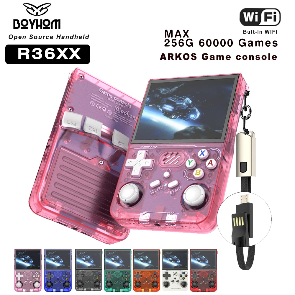 BOYHOM R36XX Upgraded Retro Handheld Game Console | Linux ARKOS | Wi-Fi | Pocket Player | Supports PS1/PSP/N64/GBA