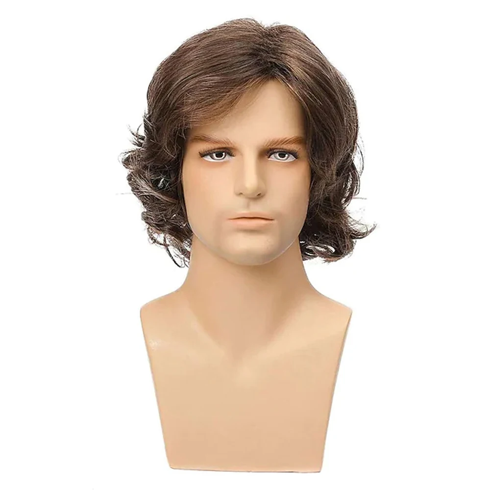 

HAIRJOY Synthetic Hair Wigs Brown Short Curly Cosplay Wigs for Men