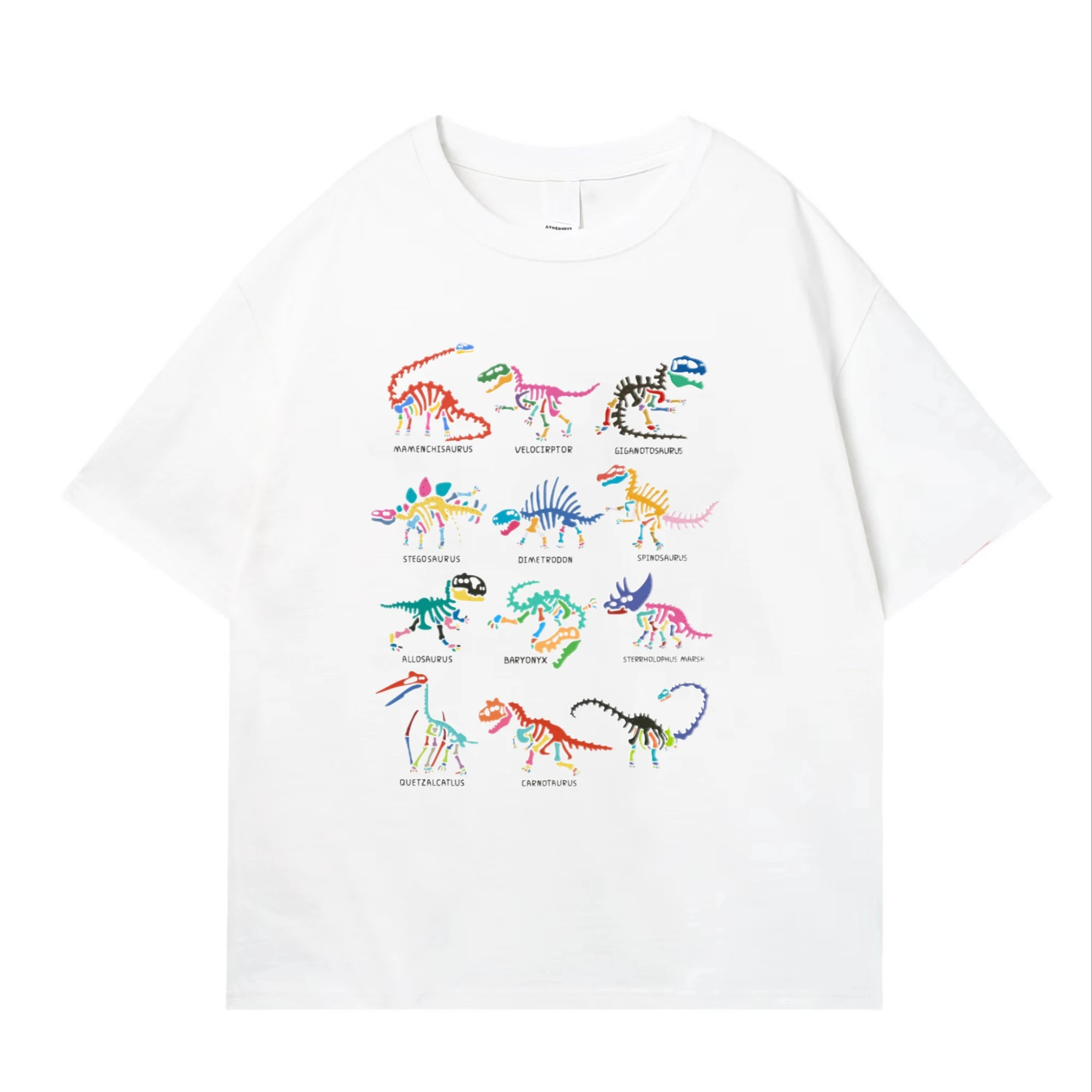 カラフルな原始的なドラゴンパターンプリント Tシャツ夏ハイエンド多用途通気性純粋な綿メンズレディース Y2K Tシャツ