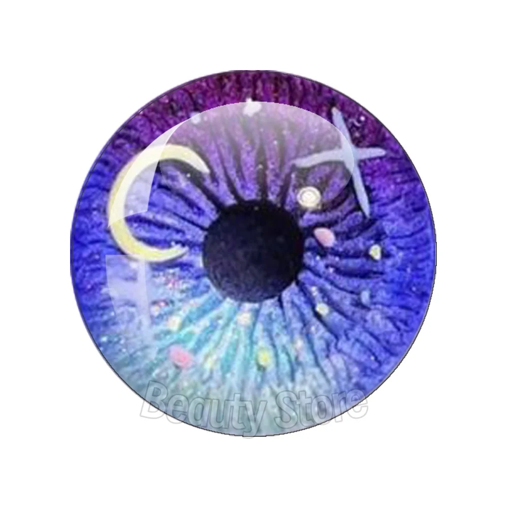 12pcs Oil Painting And Stars Glass Eye Chip Round Cabochon 10MM-40MM Handmade Toy Drop Glue Eye Pupil DIY Blyth BJD Doll Accesso view 2