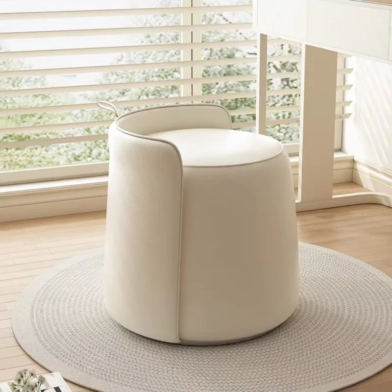 

Storage makeup stool, storage stool with wheels and backrest, low stool for dressing table, light luxury solid wood coffee table