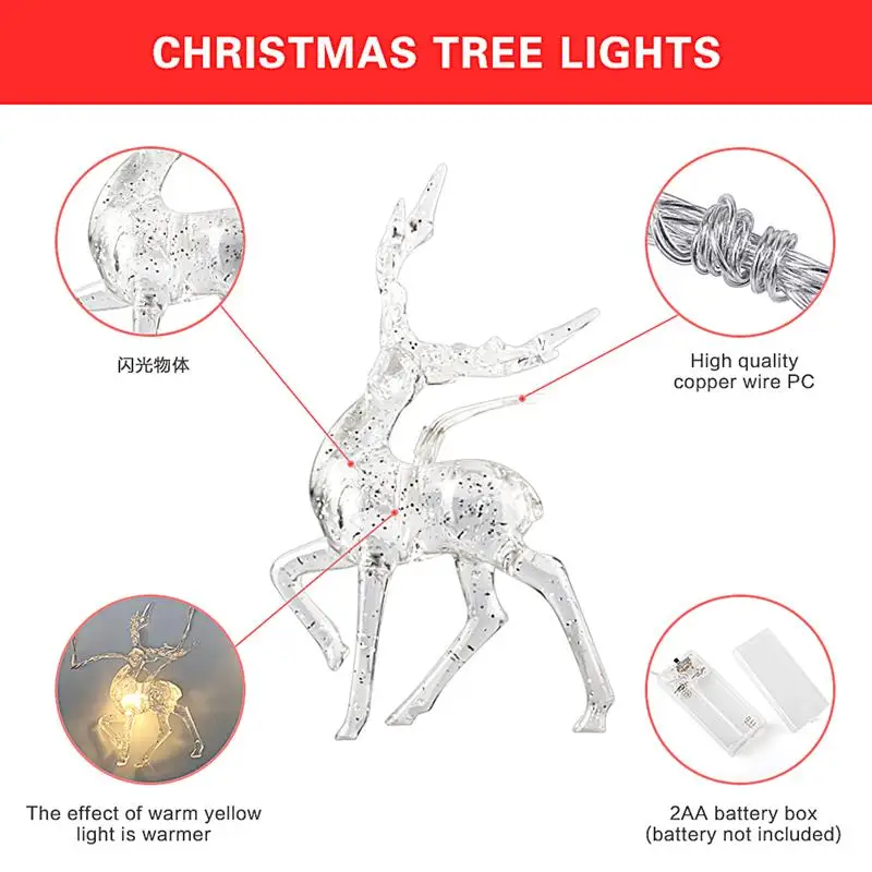 Big Deer LED String Light 10LED Battery Operated Reindeer Indoor Decoration For Home Christmas String Lights Outdoor Xmas Party