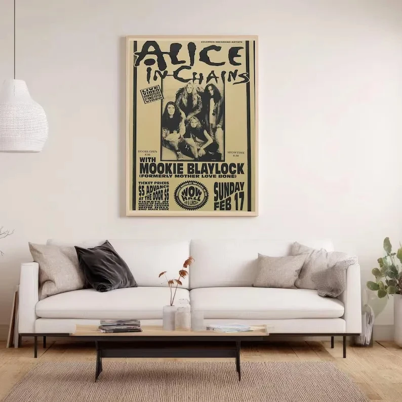 90er-Jahre-Grunge-Band A-Alice in Chains Musikästhetisches Retro-Poster, Wandkunst gedruckt, Leinwandgemälde, Heim- und Schlafzimmerdekoration – Detail 5