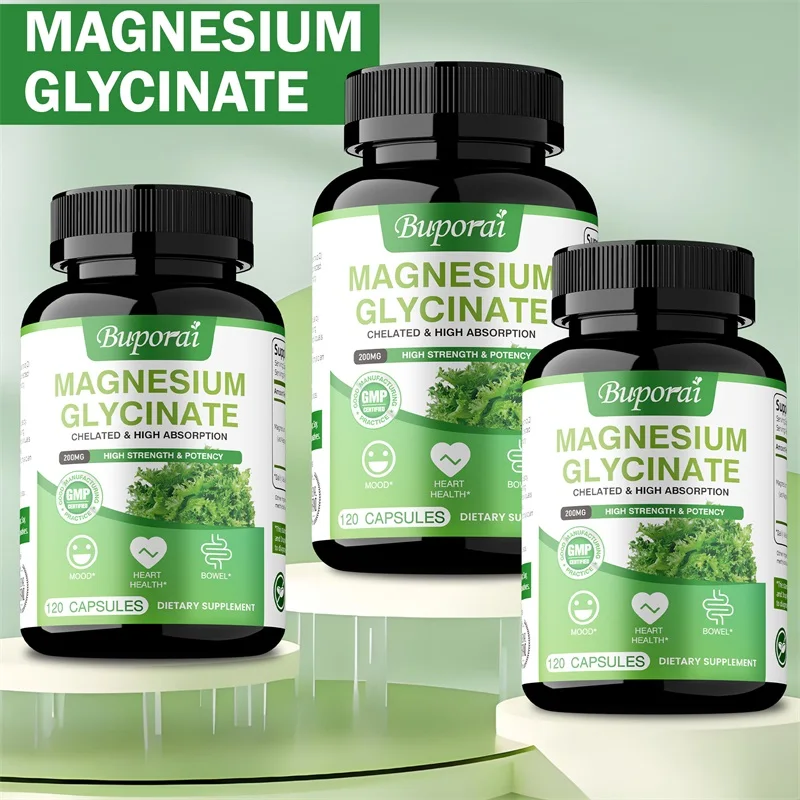 Magnesium Glycinate - Helps with Sleep, Brain, Nervous System, Bones, Muscles, Heart Health, Stress and Anxiety Relief