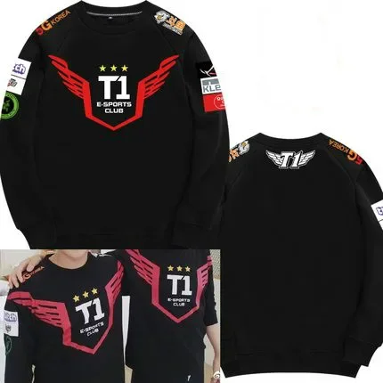 Hot Sales LOL Game Competition Men's Pullover t-shirt Thick Cotton Top Tee High Quality Team SKT T1 Players Baseball Uniform