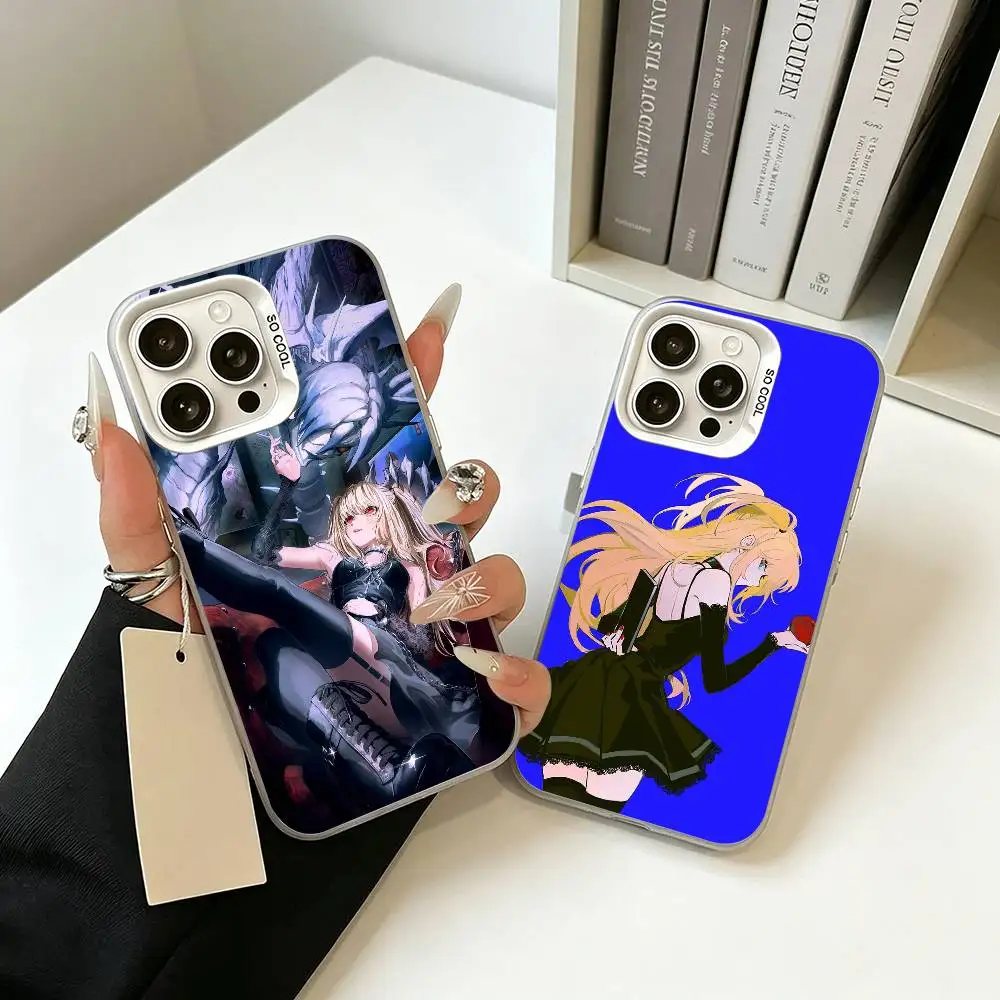 Funda para Teléfono Anime Death Note Misa Amane para iPhone 11 12 13 14 15 16 17 Pro Max Plus, Blanca Plateada