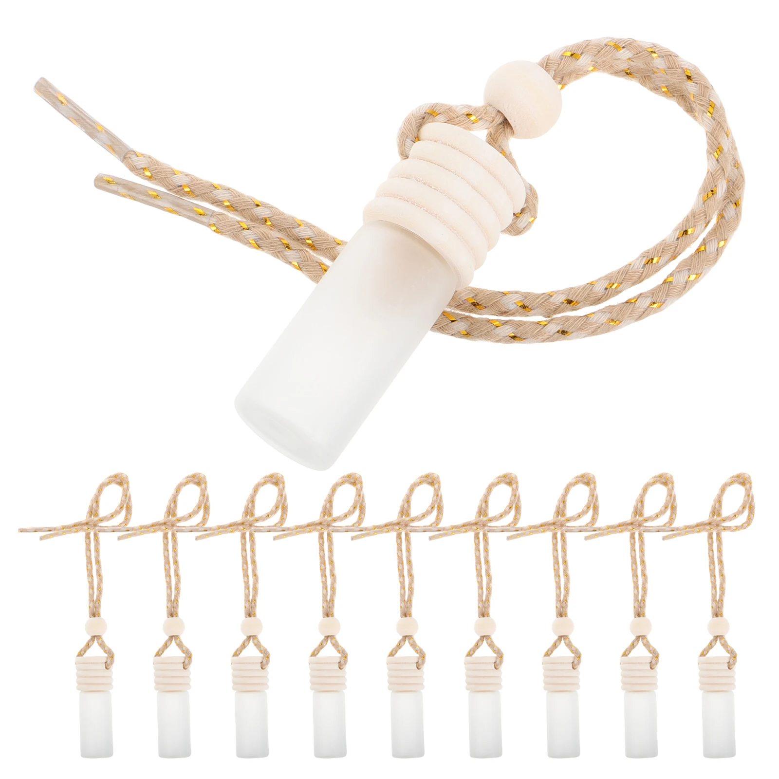 

10pcs Car Perfume Bottle Pendant Essential Oil Diffuser 5ml Frosted Glass Aromatherapy Air Freshener Hanging Decor