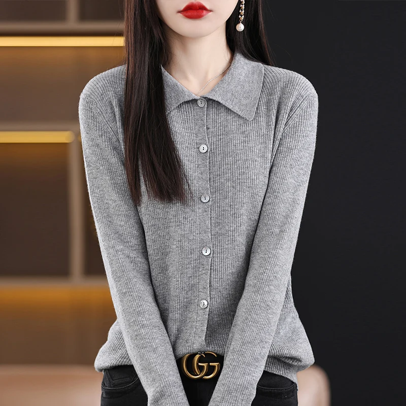 Women Cardigan Cashmere Wool Sweater 2023 New High Elasticity Sweater Knit Jacket Female Soft Basic Shirt Solid Slim Pull Femme