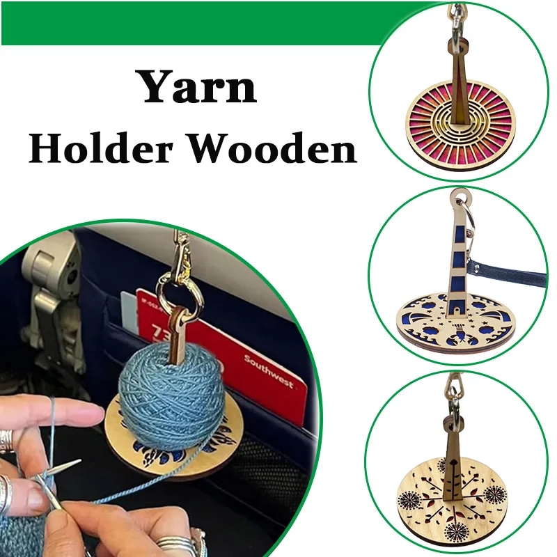 DIY Garnhalter Holzwerkzeuge Häkelzubehör mit Handschlaufe Wollknäuelwickler & tragbarer Strickgarnhalter Fadenorganisator