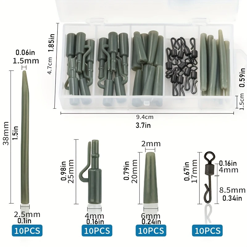 40-teiliges Europäisches Karpfenangel-Rig-Set Anti-Tangle-Hülsen Wirbel Karpfen-Rigs Zubehör für Euro-Karpfenangeln – Detail 2