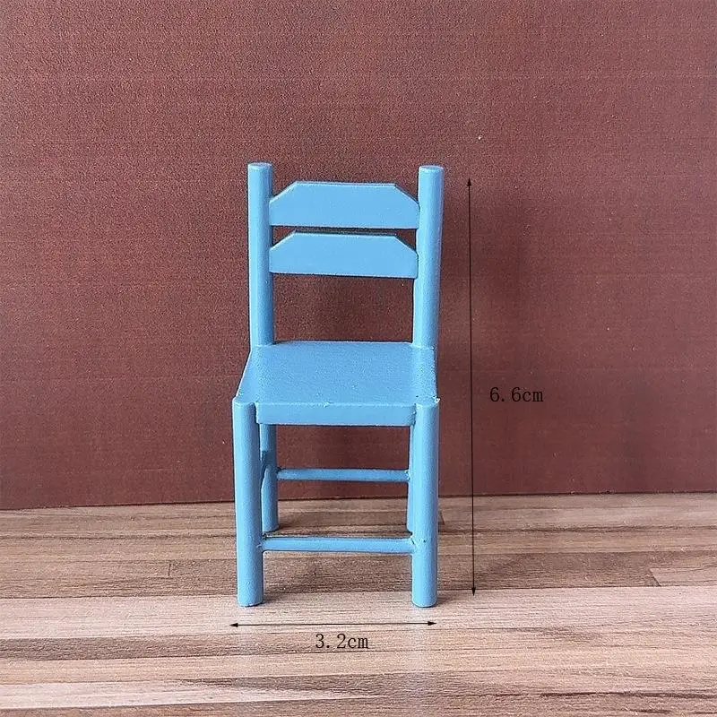 1 قطعة دمية محاكاة كرسي أزرق صغير مع مسند الظهر كرسي مصغر نموذج بيت الدمية المشهد الصغير الأثاث ديكور التبعي