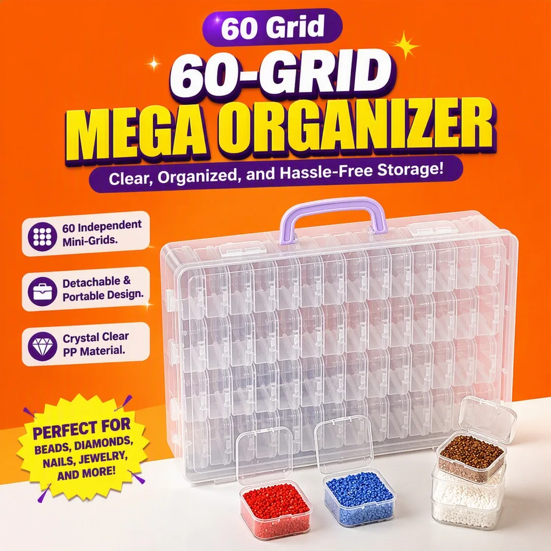 12/24/30/60 Grid Diamond Painting Storage Containers, Transparent Bead Organizer Diamond Art Storage Boxes for DIY Craf