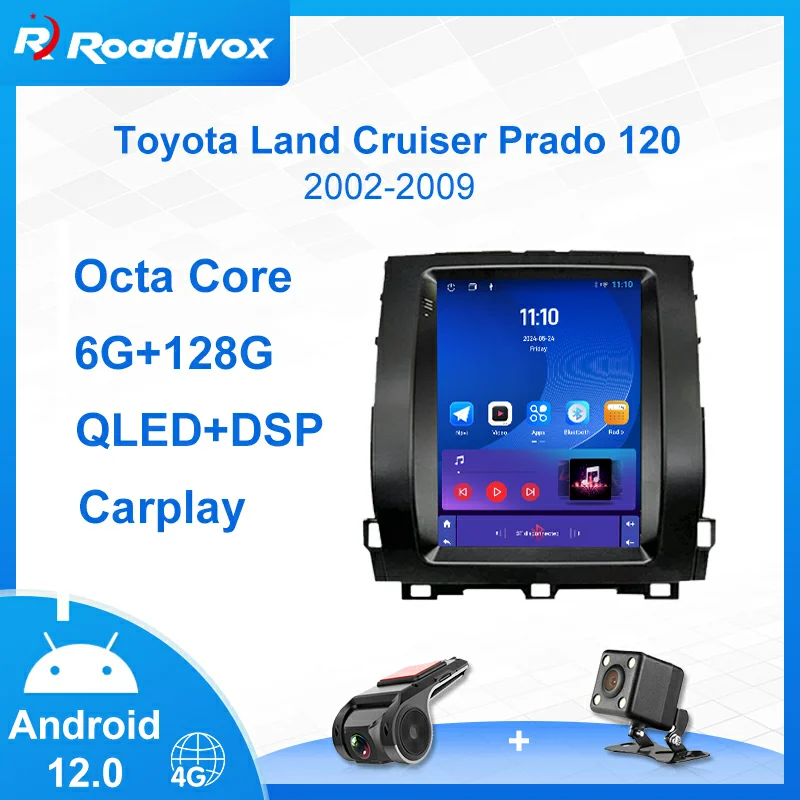 

9.7" Android 12.0 vertical screen Tesla Style Car Radio For Toyota Land Cruiser Prado 120 GPS Navigation Multimedia Player Video