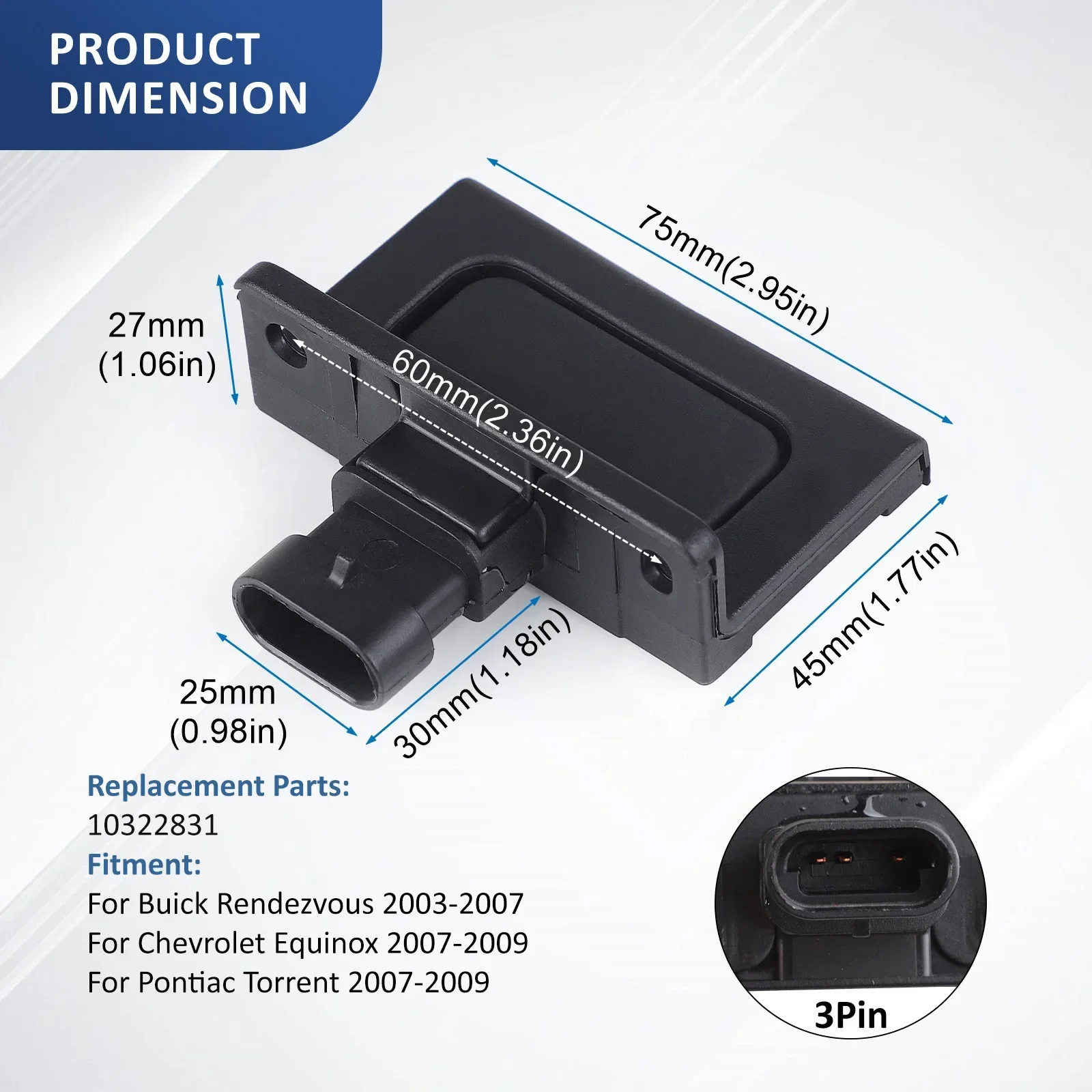 10322831 リフトゲート テールゲート リリース ボタン スイッチ - 2007-2009 シボレー エクイノックス & ビュイック レンデューノス 2003-2007 ポンティアック 730-76461