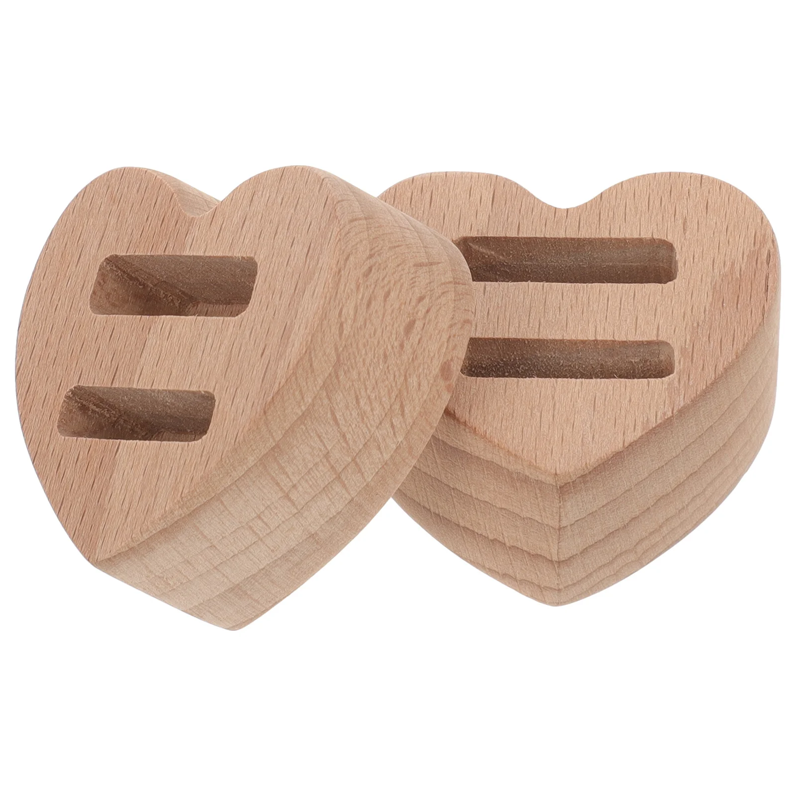 2pcs Ring Display Stand Heart Shape Wooden Holder For Jewelry Showcase Counter Storage Organizer Portable Desktop Rack