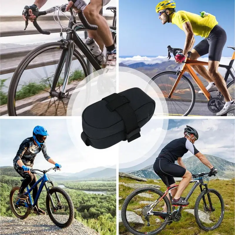 

Road Bike Saddle Bag Adjustable Cord Bicycle Ebike Saddle Bag Anti-Spill Bicycle Rear Rack Bag Lightweight Anti-Spill For