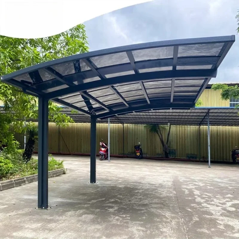 NEW Style Polycarbonate Roof Outdoor Rainproof Sunshade Aluminum Frame Car Shelter Awning Arched Carport Canopy