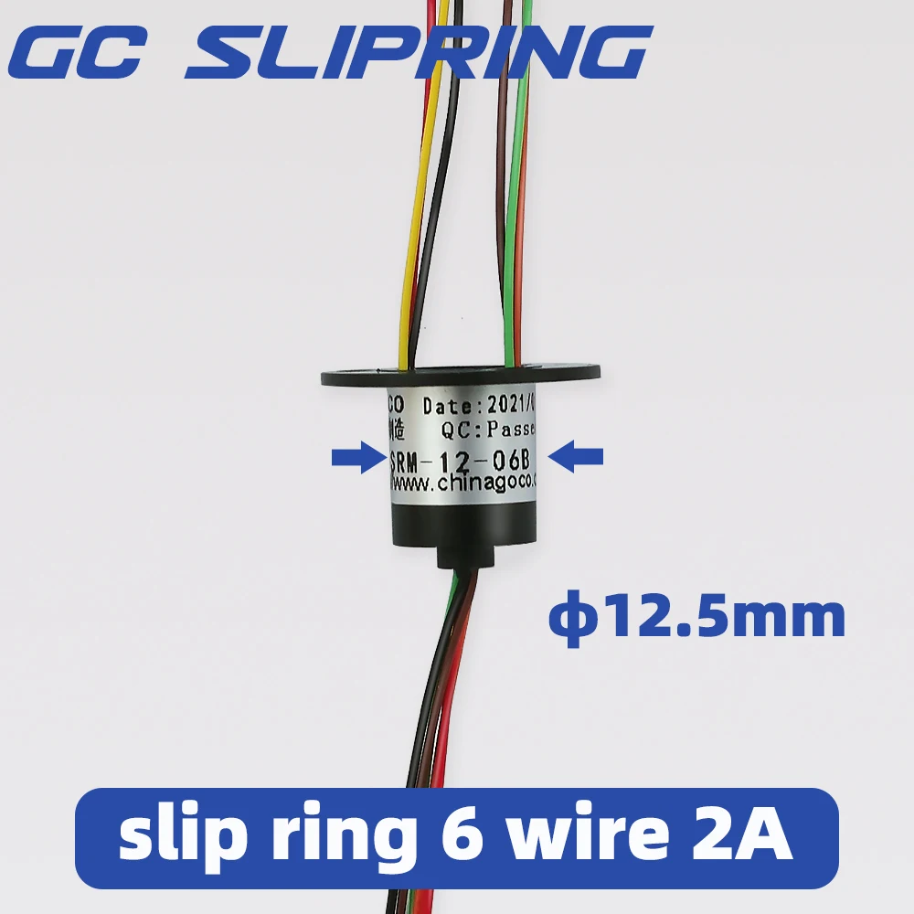 Slip Ring 6rings2A , conductive ring, brush rotating connector, collector ring, carbon brush, sliding ring, 6rings2A, diameter