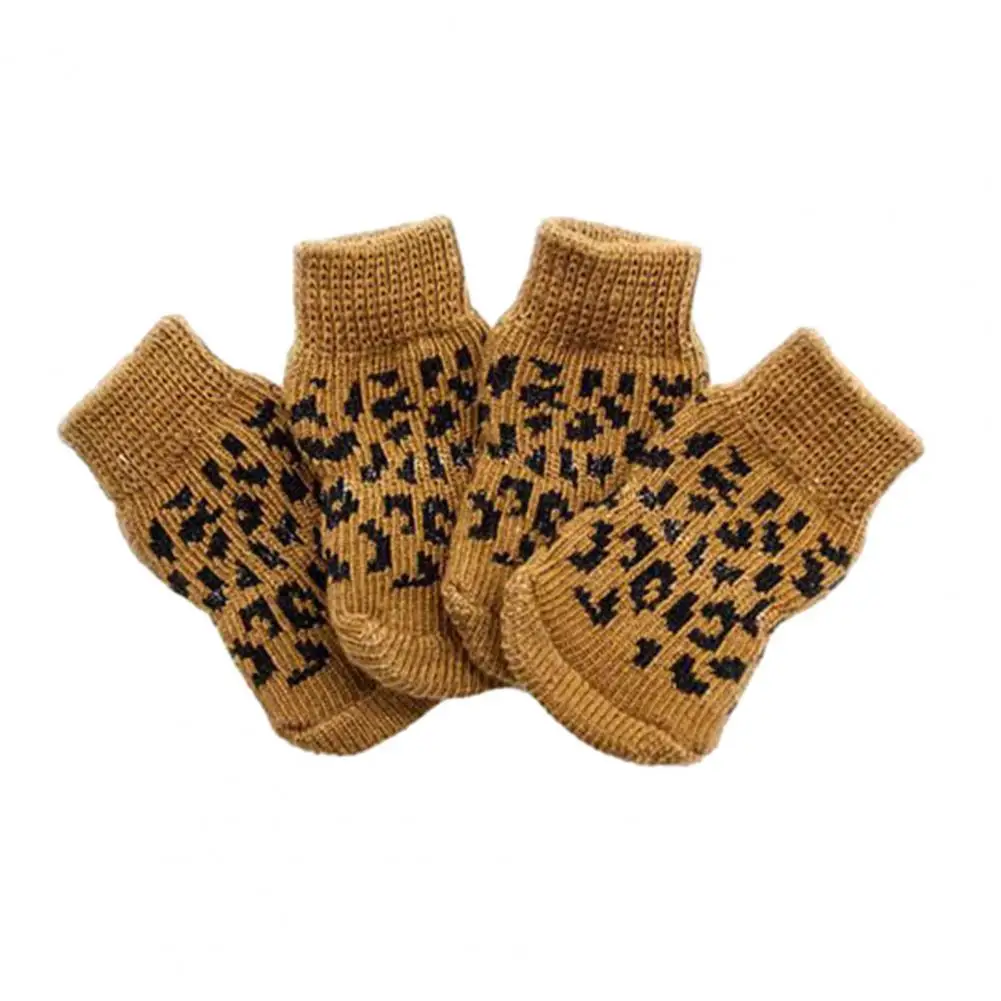 4Pcs Pet Socks Warm Dog Socks Durable Anti-Slip Winter Paw Protector Supplies