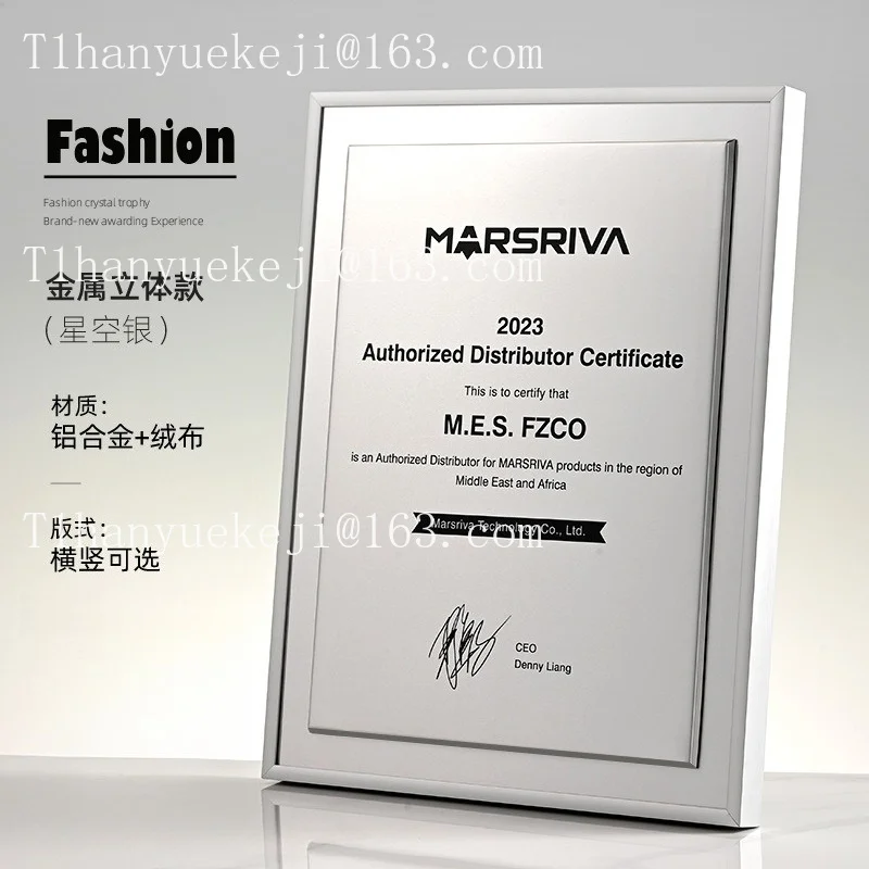 Customized medal plaque Metal Authorization plaque Diamond trophy Wholesale Excellent merchant Distribution franchise medal