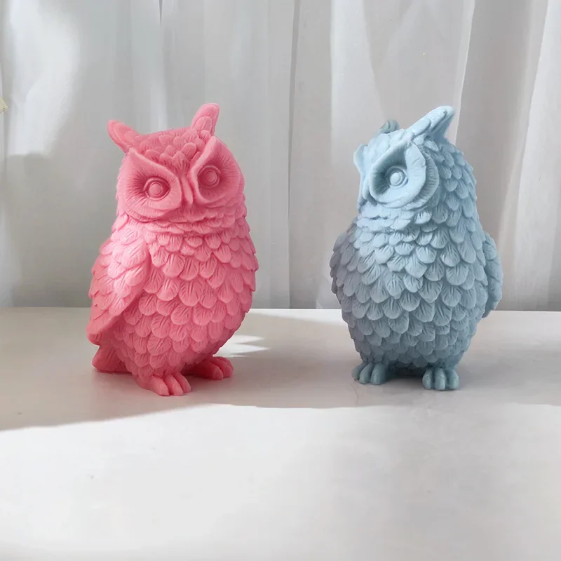 Large Standing Owl Silicone Candle Mold DIY Cartoon Animal Soap Aromatherapy Plaster Resin Making Tools Home Decoration Crafts