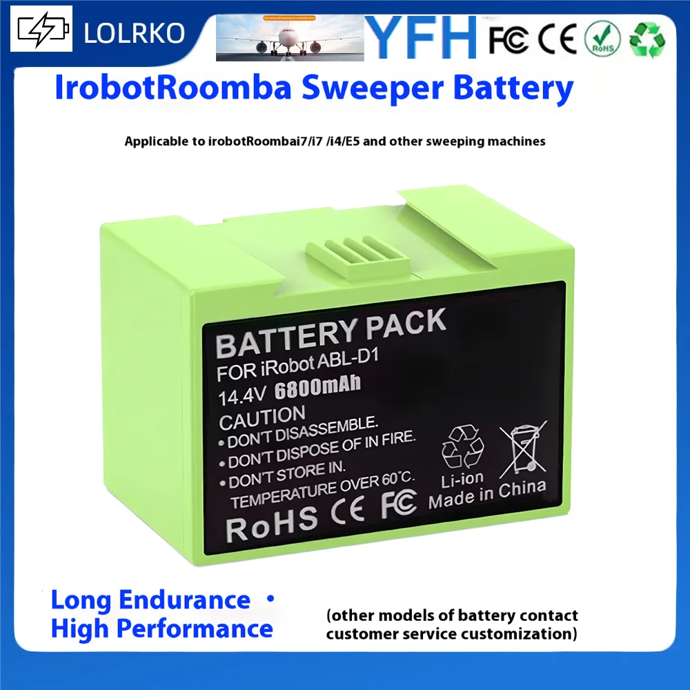 

14.4V 6800mAh i7 Battery Replacement for iRobot Roomba e and i Series i7+ e5 7150 7550 i3 3150 i3+ 3550 i4 4150 i4+ 4624864