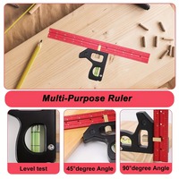 300/400mm Aluminum Alloy Multi-Functional Angle Ruler W/ Level Bubble, Ergonomic Handle for Accurate Carpentry Home Improvement