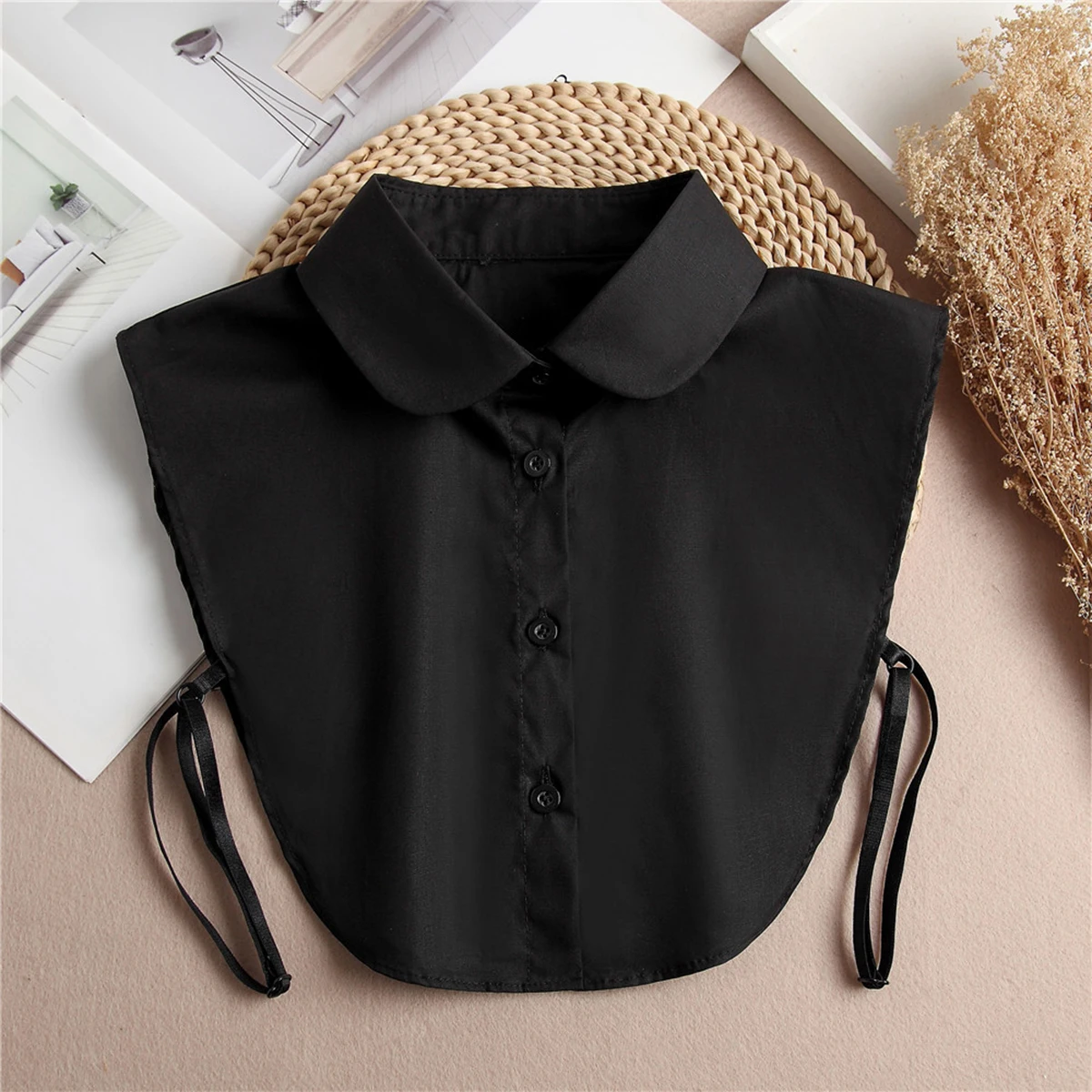 Round Collar Blouse False Collar For Women Plain Color Fashion Neck Cover Detachable Instant High Collar Fake Collare