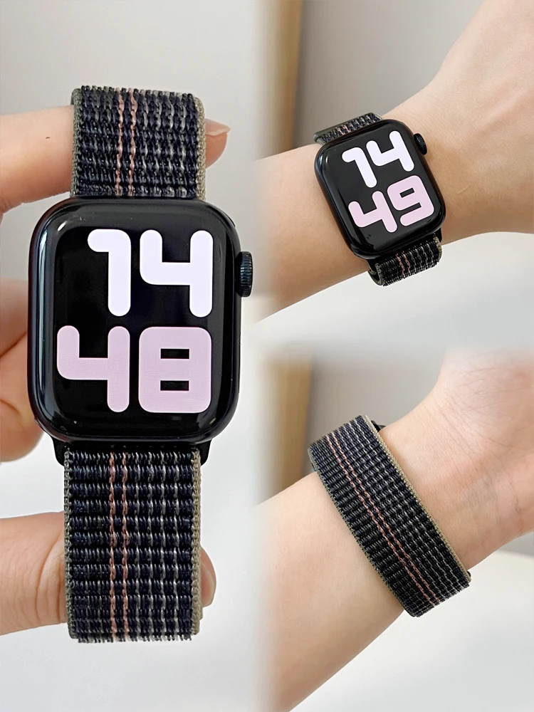 애플 워치 S11 10/9/8/7/6/SE 밴드용 나일론 루프 스트랩 42-46mm 40mm 44mm 45mm 41mm 스마트 벨트 팔찌 IWatch 울트라 49mm용