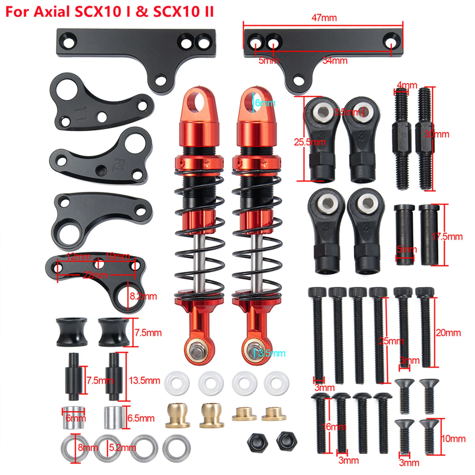 

RCGOFOLLOW Aluminum Alloy Smooth Front Rear Shock Absorber For 1/10 Rc Front Rear Shock Absorber Axial SCX10 90046