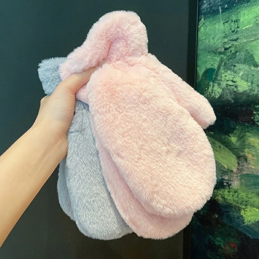 Winter Plush Wam Gloves Thicken Soft Fluffy All Fingers Gloves Cute Windproof Warmer Mittens Women Solid Color Keep Warm Mittens