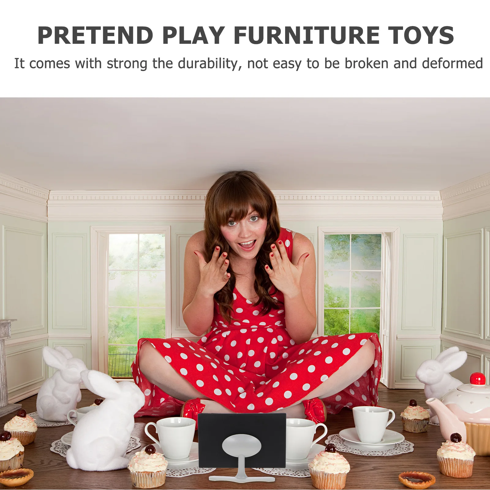

Mini Model Tiny Television for Dollhouse Black Color Pretend Play Toys Kids Gift Realistic Detail Small House
